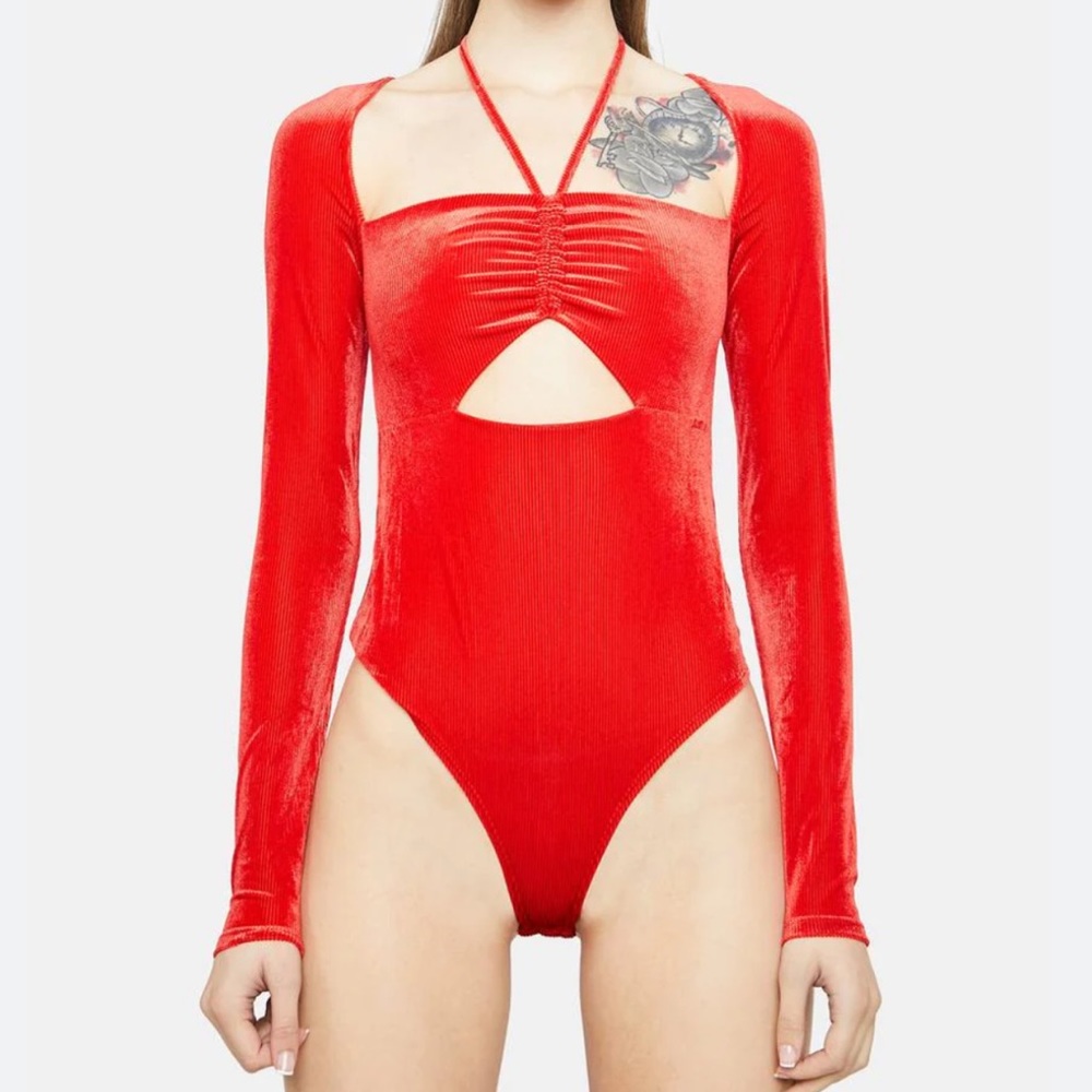 Medium. AFRM Rouge Assunta Velvet Bodysuit nwt